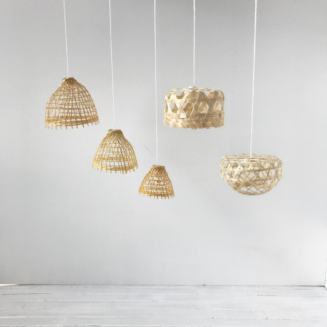 Rieten lamp groot hoekig