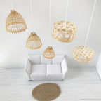 Rieten lamp groot hoekig