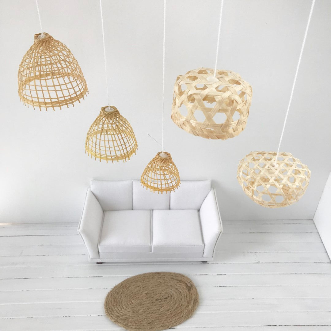 Rieten lamp groot hoekig