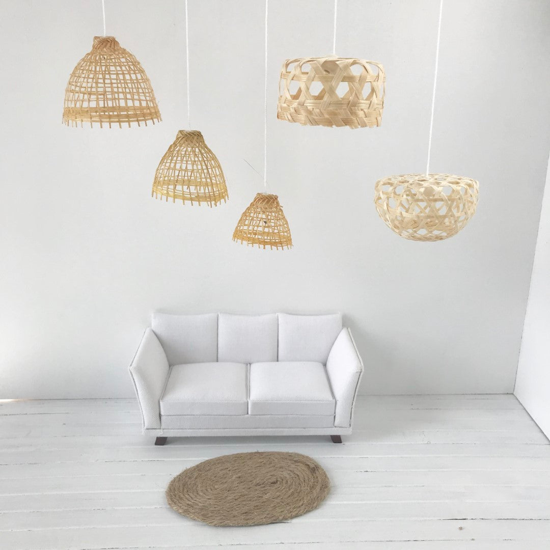 Rieten lamp groot hoekig