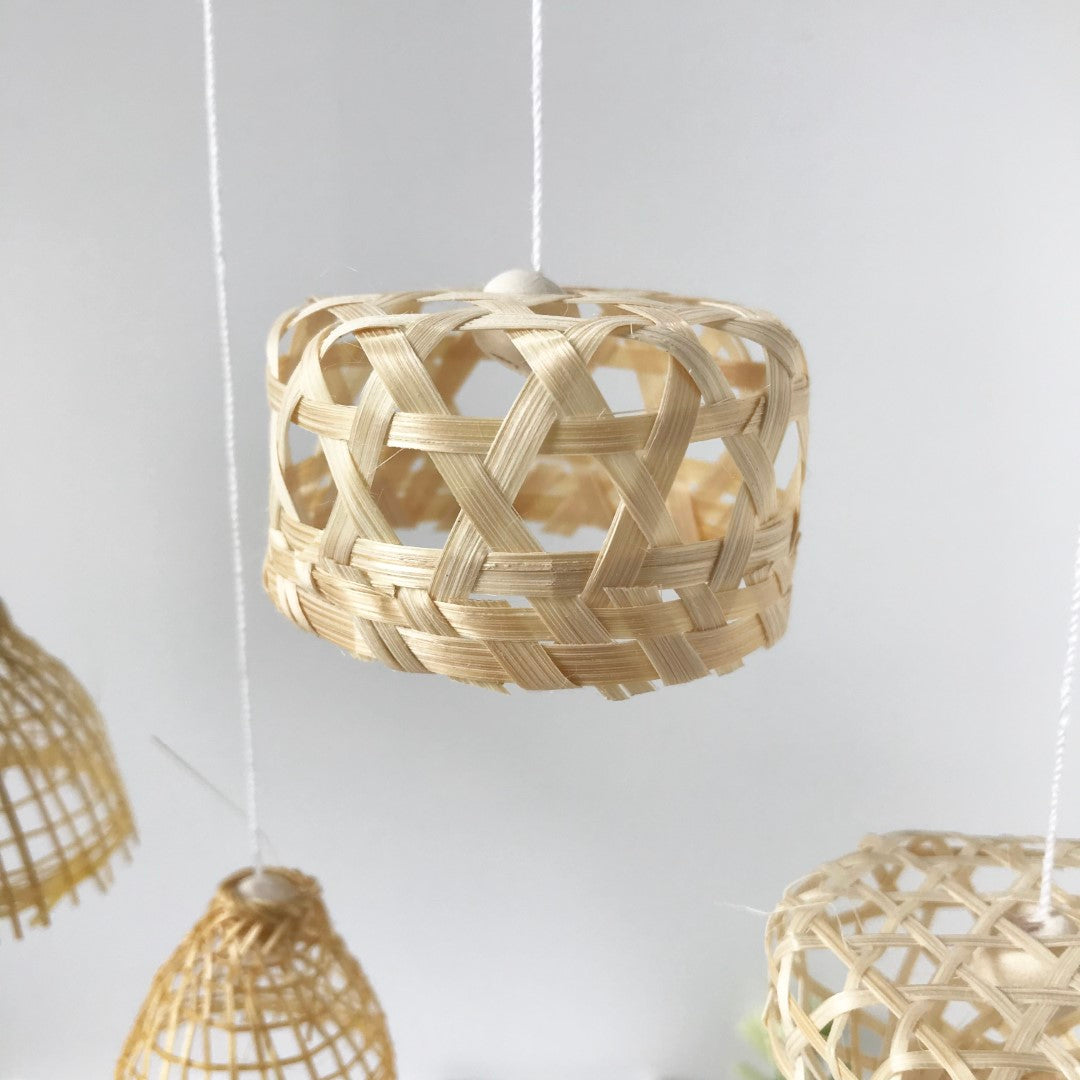 Rieten lamp groot hoekig