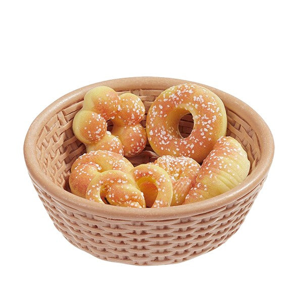 Miniatuur mand/schaal met broodjes