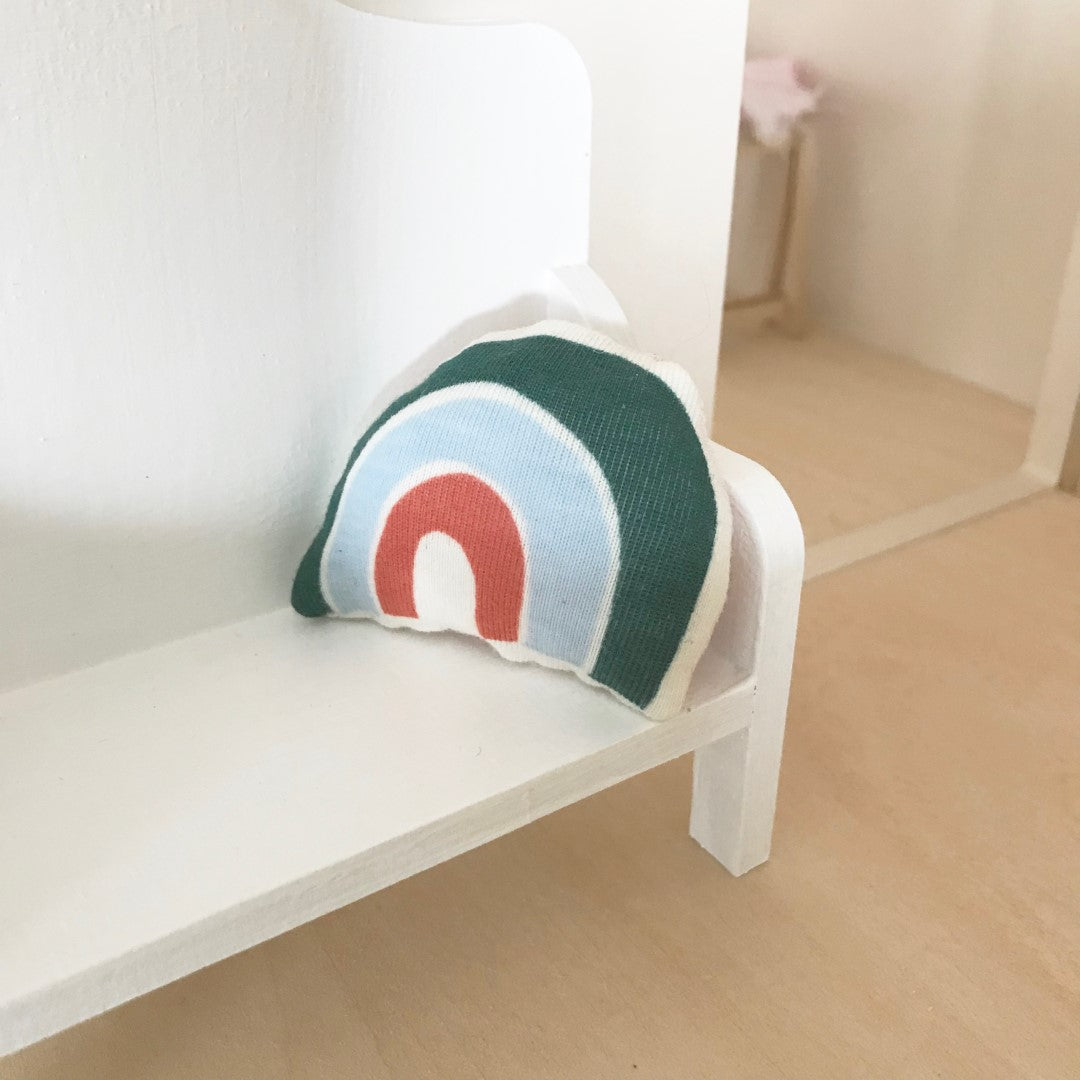 -Retro regenboogkussentje groen, lichtblauw