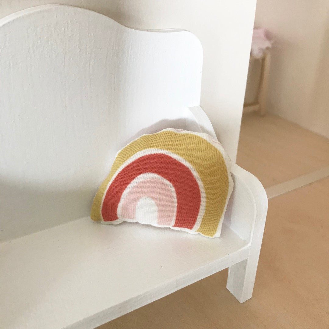 -Retro regenboogkussentje roze, oker