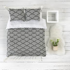 Dekbed zwarte boogjes/golfjes (zonder kussentje)