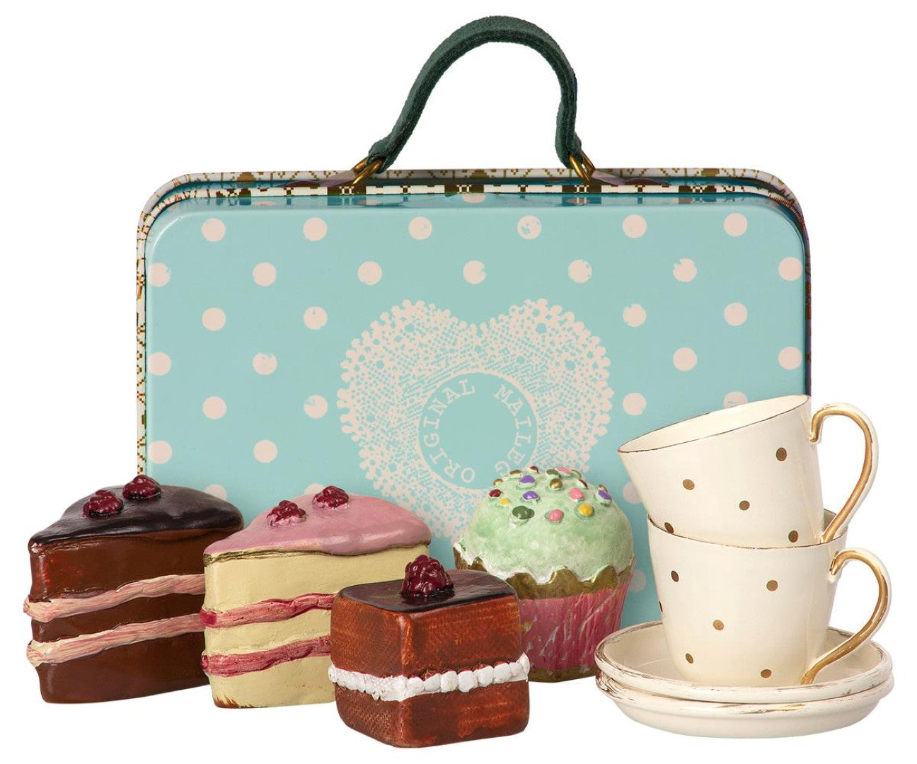 Maileg koffertje met taart en servies-Suitcase with cake and table ware