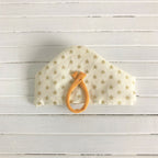 * Inbakerdoek met haarbandje voor Sylvanian baby roze met gouden stipjes handgemaakt