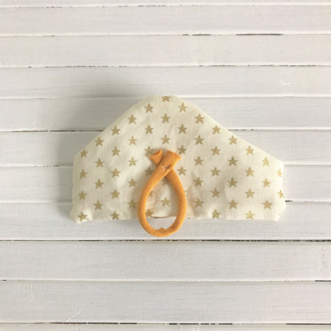 * Inbakerdoek met haarbandje voor Sylvanian baby roze met gouden stipjes handgemaakt