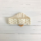 * Inbakerdoek met haarbandje voor Sylvanian baby roze met gouden stipjes handgemaakt