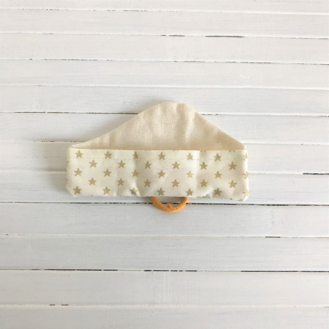 * Inbakerdoek met haarbandje voor Sylvanian baby roze met gouden stipjes handgemaakt