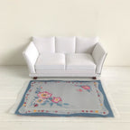 Vloerkleed met bloemen blauw