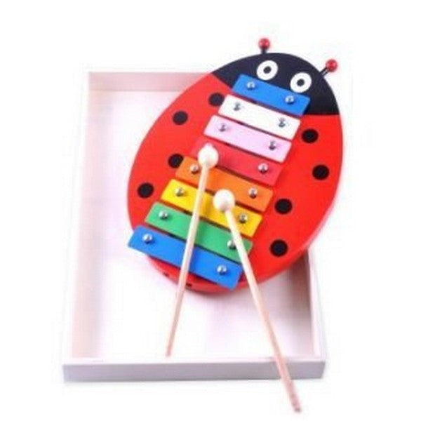 xylofoon metaal lieveheersbeestje hout rood