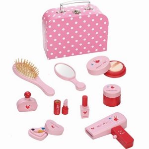 make-up-koffer inclusief accessoires roze met witte stip