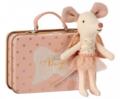 Maileg mouse guardian angel in suitcase engel muis in roze koffertje