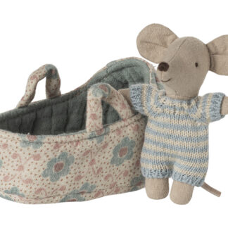 Maileg Baby Muis in Draagmand - Blue